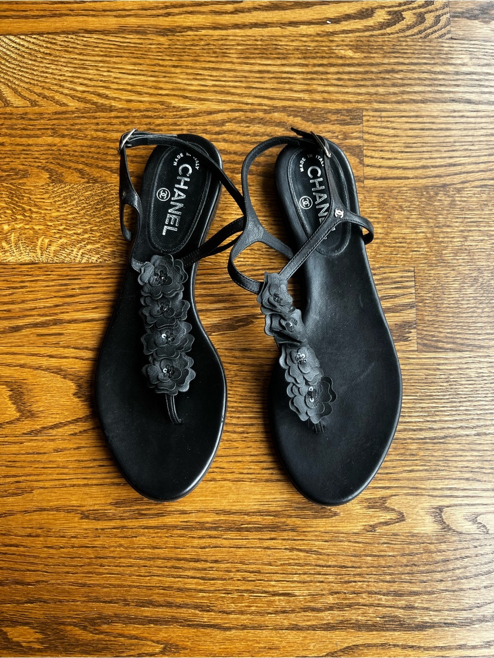 Authentic CHANEL Black Sandals